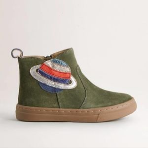New MINI BODEN suede novelty khaki green planets boots boys girls sz 30 12 12.5